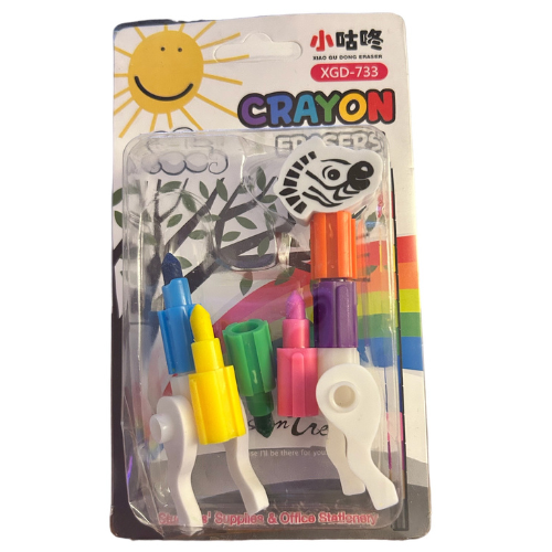 Crayones encastrables mas goma de borrar cebra